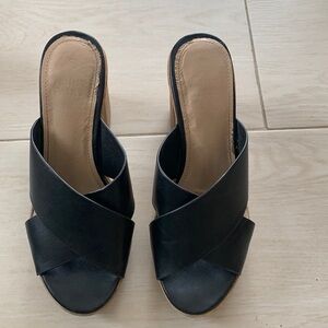 Jenny fairy black leather block heel
